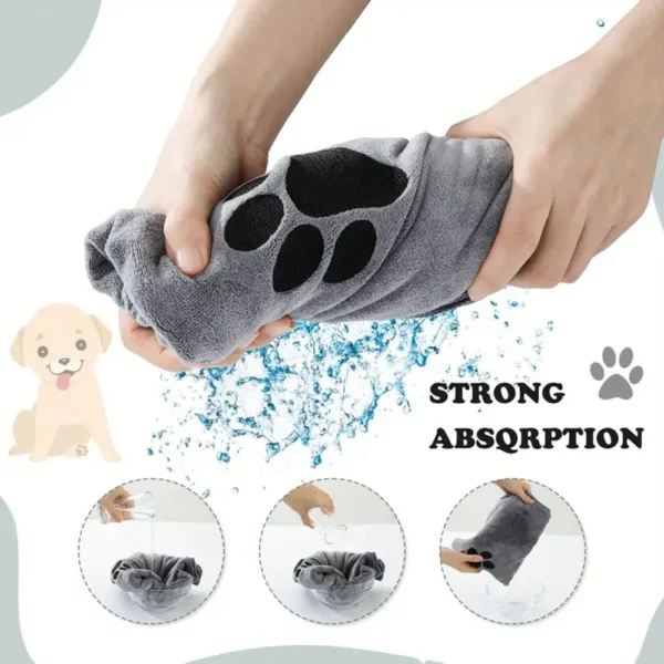 Toalha de banho de microfibra para animais de estimação, bordada, super macia, absorvente, secagem rápida, grosso, cobertor para cães, roupão, suprimentos de aliciamento - Image 4