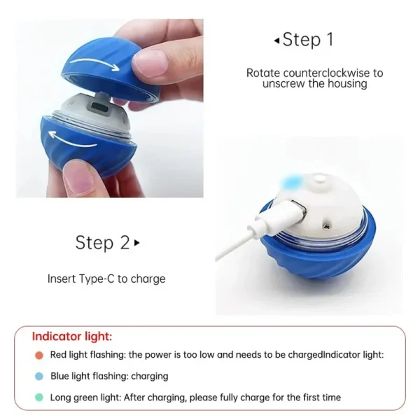 Movimento automático Bouncing Rolling Ball para Dog, USB, Inteligente, Interativo, Mastigar Brinquedo, Cachorro - Image 2