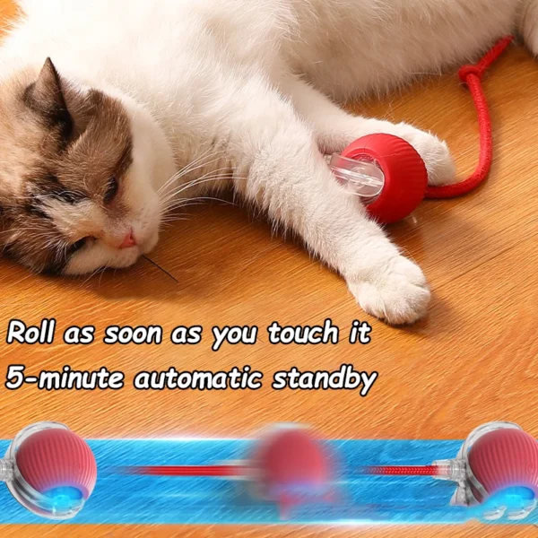 Gato bola interativa brinquedos bola de rolamento automático falso cauda recarregável inteligente animal de estimação brinquedo elétrico cão gato treinamento imitar mouse - Image 4