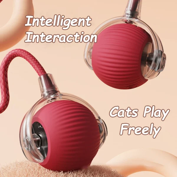 Gato bola interativa brinquedos bola de rolamento automático falso cauda recarregável inteligente animal de estimação brinquedo elétrico cão gato treinamento imitar mouse - Image 2