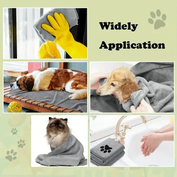 Toalha de banho de microfibra para animais de estimação, bordada, super macia, absorvente, secagem rápida, grosso, cobertor para cães, roupão, suprimentos de aliciamento - Image 5