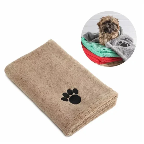 Toalha de banho de microfibra para animais de estimação, bordada, super macia, absorvente, secagem rápida, grosso, cobertor para cães, roupão, suprimentos de aliciamento - Image 2